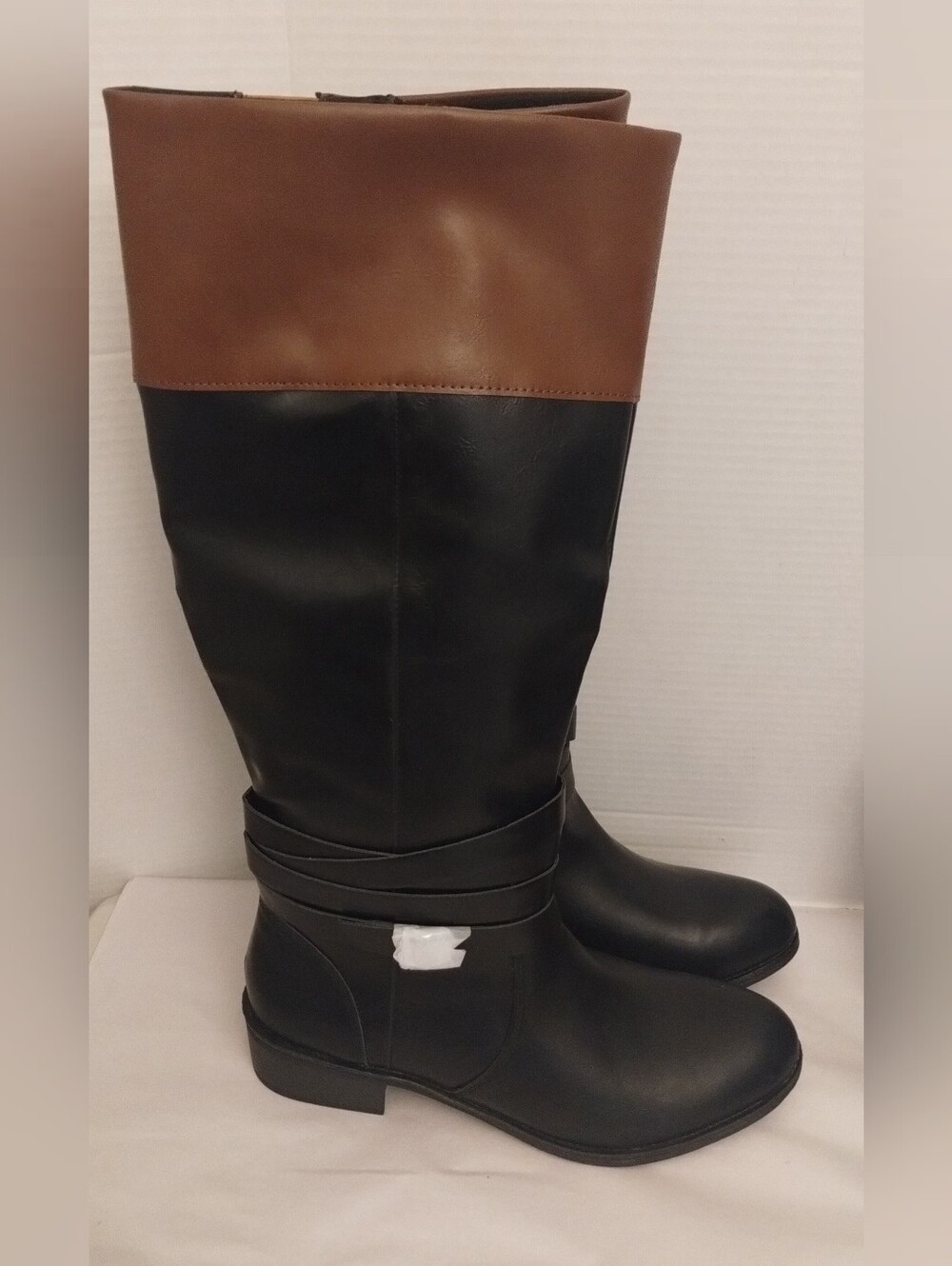 NWT St. John's Bay Two-Tone Brown and Black Tall Riding Boots Sz11M